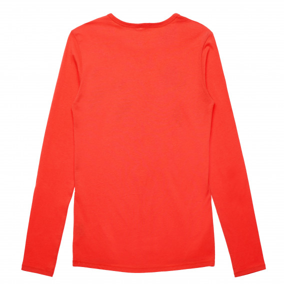 Памучна блуза с дълъг ръкав коралова за момиче Benetton 165967 4