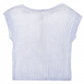 Плетен пуловер с къс ръкав, светлосин Benetton 166680 3