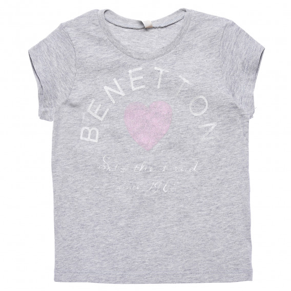 Памучна тениска сива за момиче Benetton 166794 