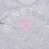 Памучна тениска сива за момиче Benetton 166795 2