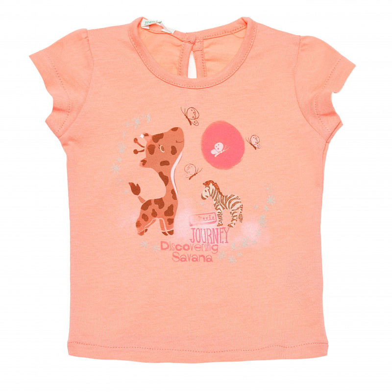 Памучна тениска розова за момиче  167197