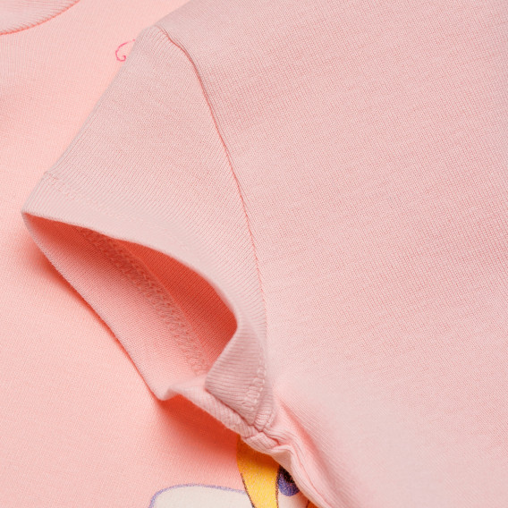 Памучна тениска розова за момиче Benetton 167211 3