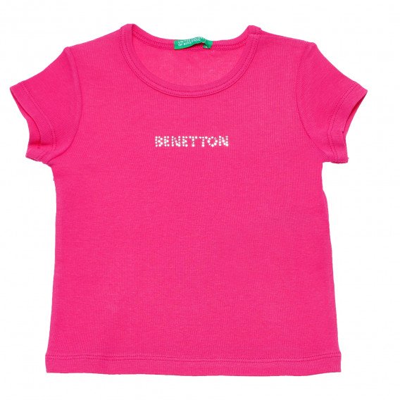 Памучна тениска розова за момиче Benetton 167233 