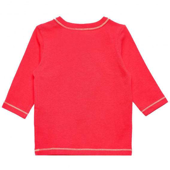 Памучна блуза с дълъг ръкав и щампа за бебе, червена Benetton 167440 3