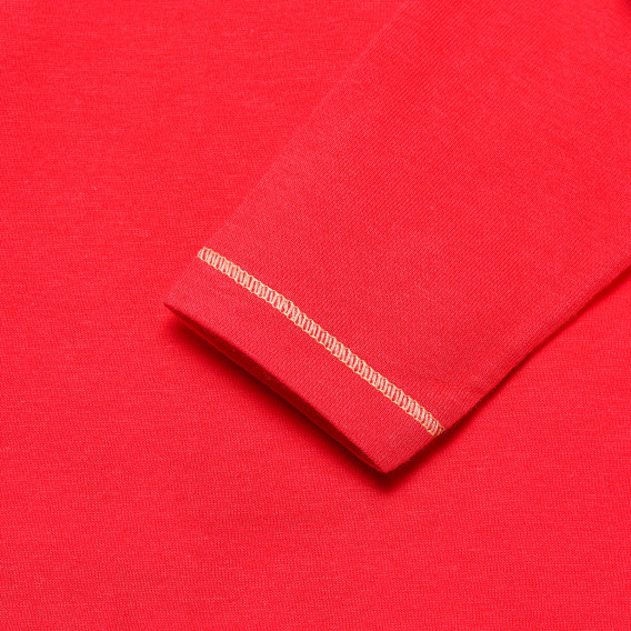 Памучна блуза с дълъг ръкав и щампа за бебе, червена Benetton 167441 4