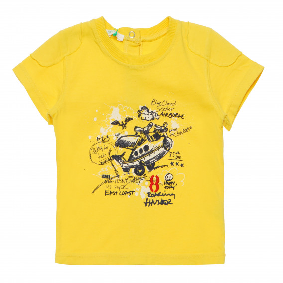 Памучна тениска жълта за момче Benetton 167486 