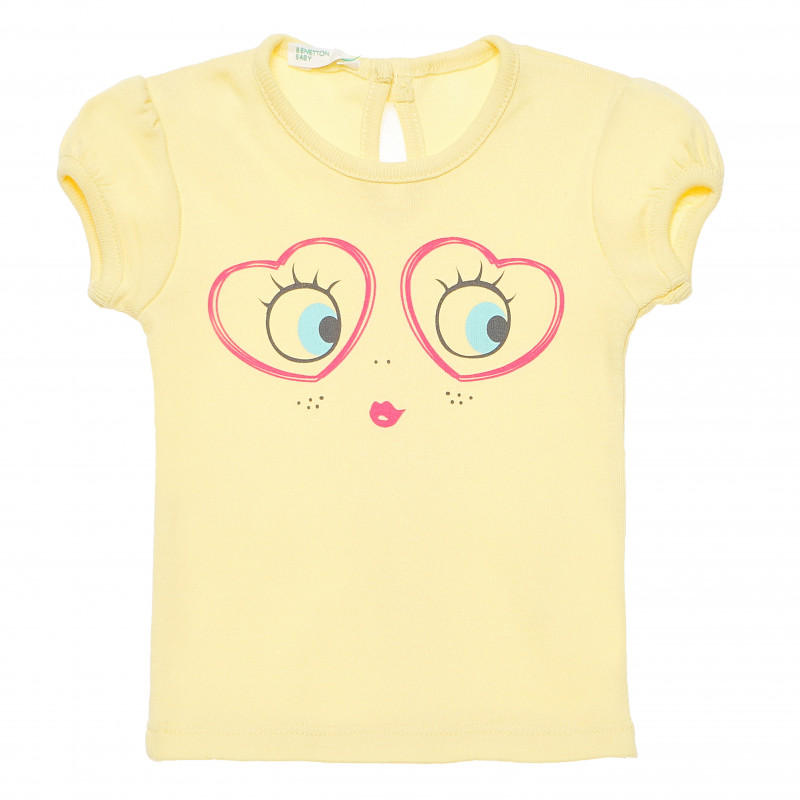 Памучна тениска жълта за момиче  167530