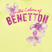 Памучна тениска жълта за момиче Benetton 167589 2