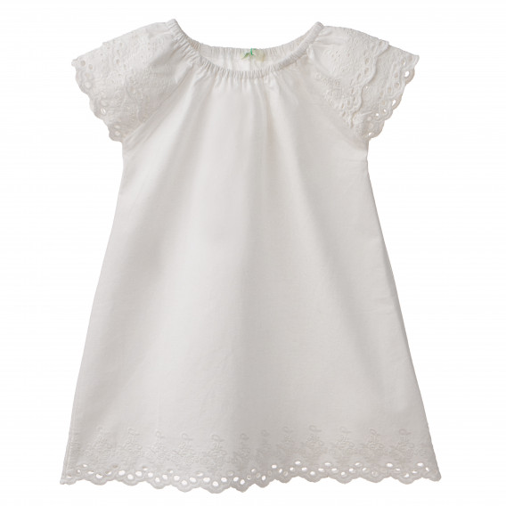 Памучна рокля бяла за момиче Benetton 167671 