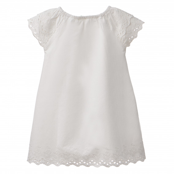Памучна рокля бяла за момиче Benetton 167676 4