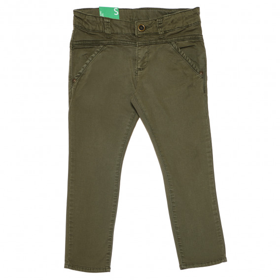 Памучен панталон зелен за момиче Benetton 167691 