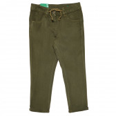 Памучен панталон зелен за момиче Benetton 167737 