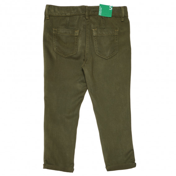 Памучен панталон зелен за момиче Benetton 167741 4