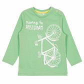 Памучна блуза за бебе за момче зелена Idexe 167794 