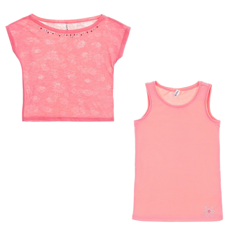 Комплект потник и блуза за момиче розови  167809