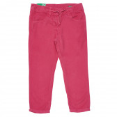 Памучен панталон розов за момиче Benetton 167853 