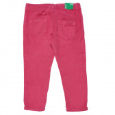 Памучен панталон розов за момиче Benetton 167856 4