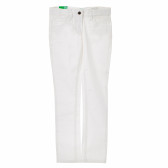 Памучен панталон бял за момиче Benetton 167873 