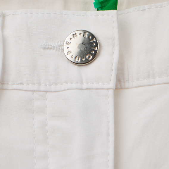 Памучен панталон бял за момиче Benetton 167876 4