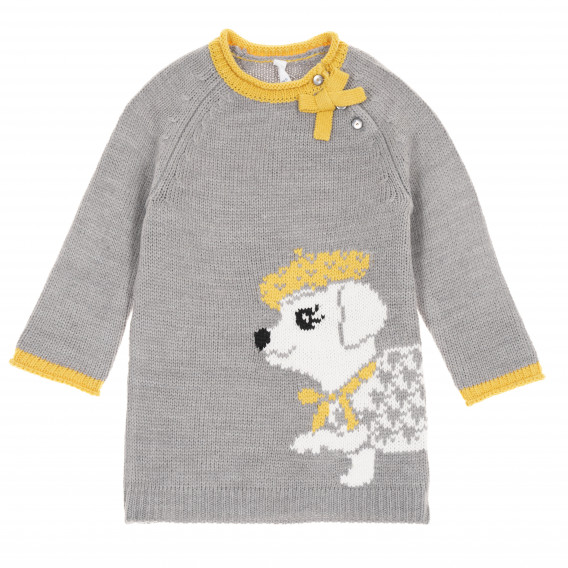 Пуловер за бебе за момиче сив Idexe 168064 