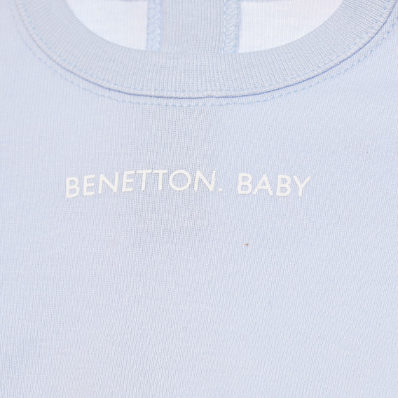 Памучна блуза с дълъг ръкав синя Benetton 168286 3