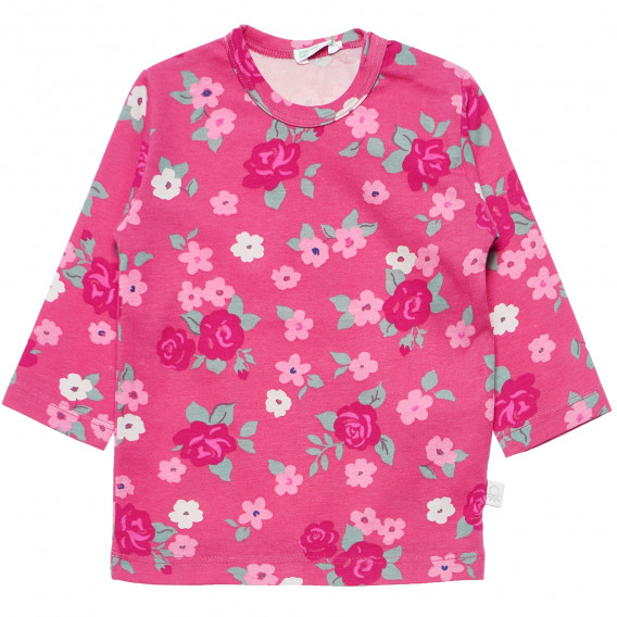 Памучна блуза с дълъг ръкав розова за момиче Benetton 168288 