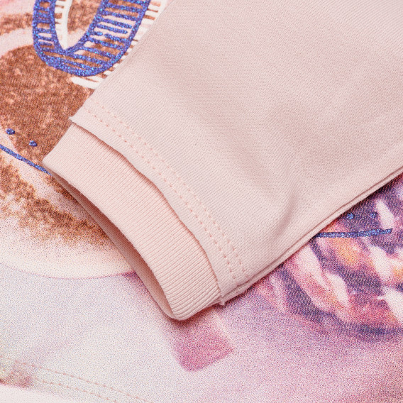 Памучна блуза с дълъг ръкав и щампа Оne за бебе, розова Benetton 168322 3
