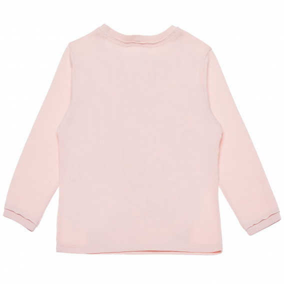 Памучна блуза с дълъг ръкав и щампа Оne за бебе, розова Benetton 168323 4