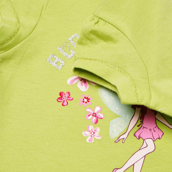Памучна тениска за бебе зелен Benetton 168362 3