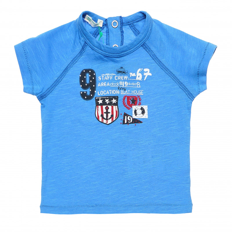 Памучна тениска за бебе синя  168428
