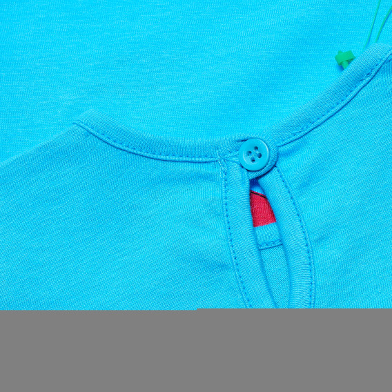 Памучна тениска с щампа на череши за бебе, синя Benetton 168483 4