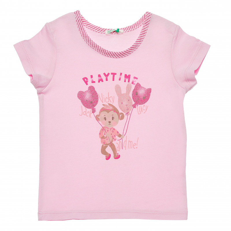 Памучна тениска за бебе розова  168643