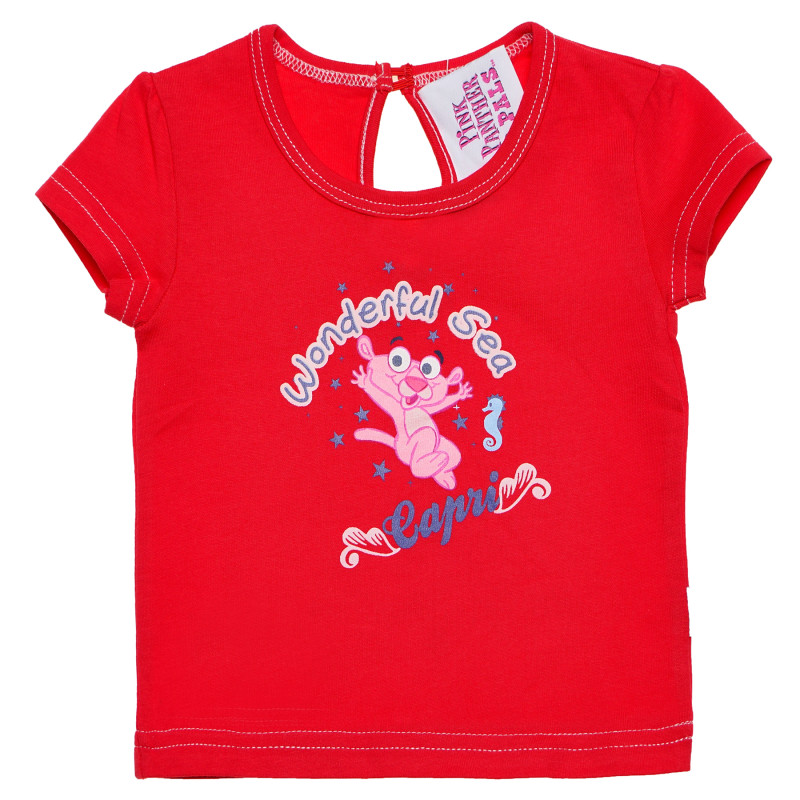 Памучна тениска за бебе за момиче червена  168723