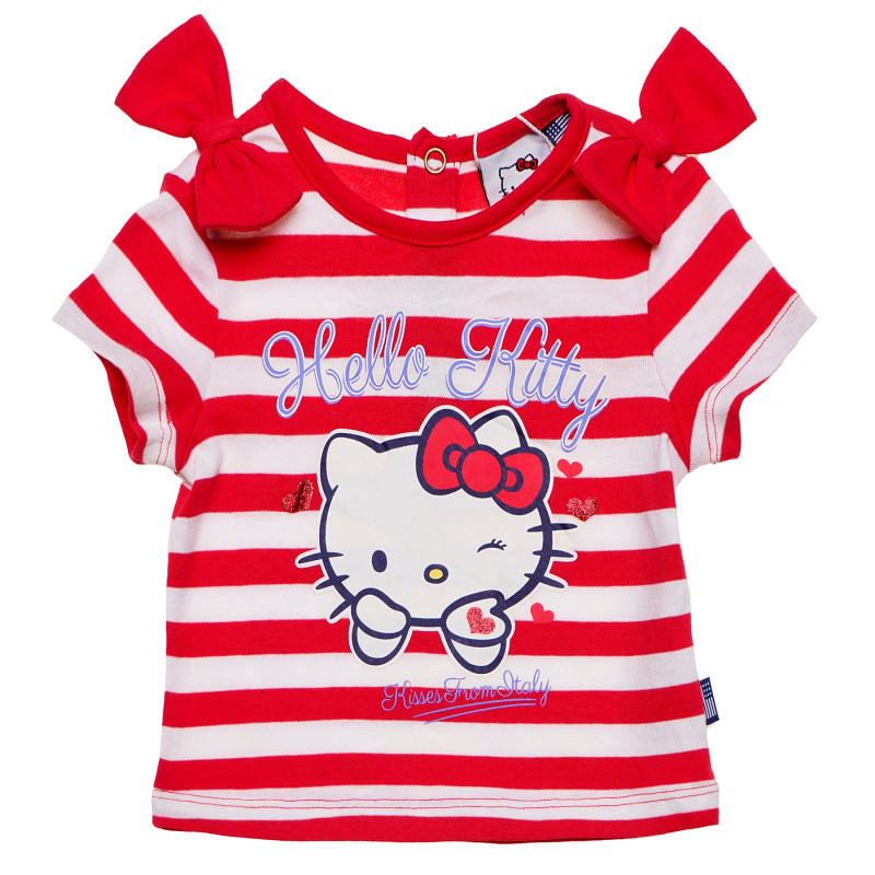Памучна тениска за бебе за момиче червена  168727
