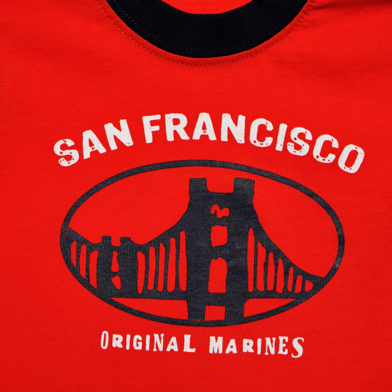 Памучна тениска за бебе за момче червена Original Marines 168752 2