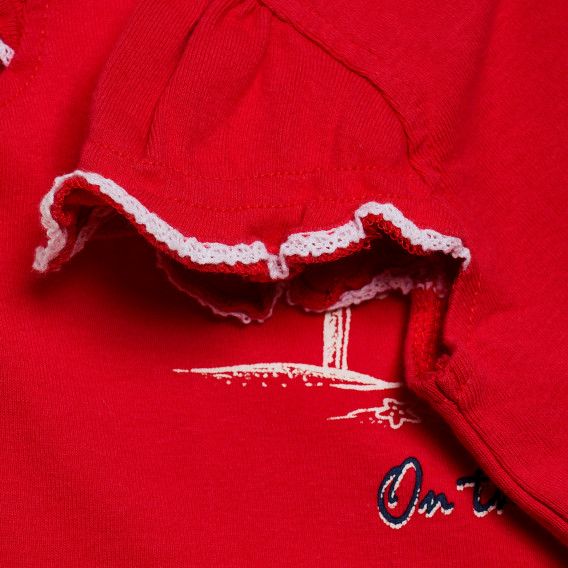Памучна тениска за бебе за момиче червена Original Marines 168813 3