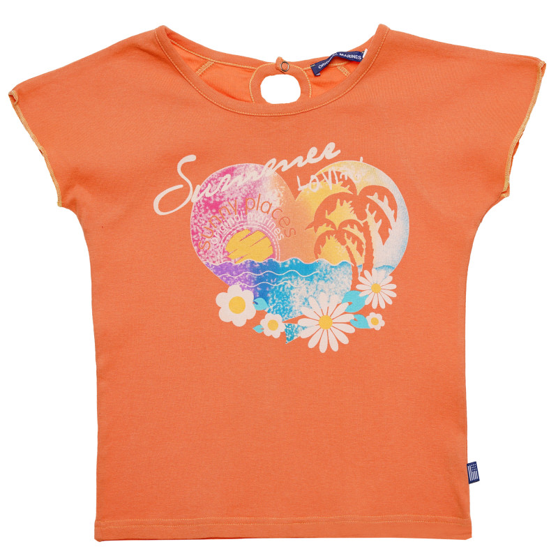 Памучна тениска за момиче оранжева  168851