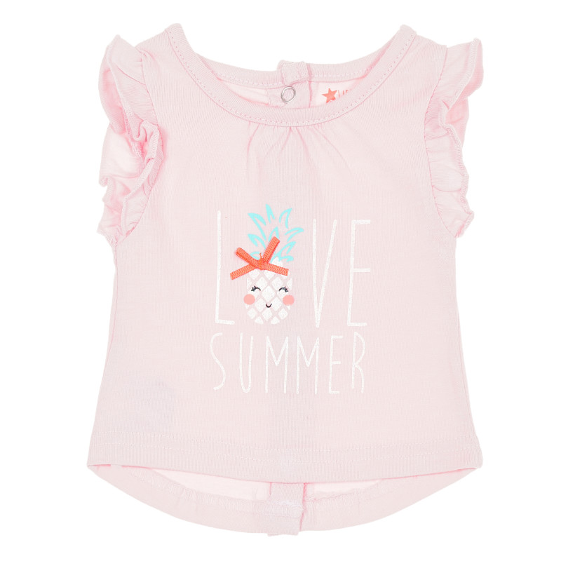 Памучна рокля за бебе Love summer, розова  168974