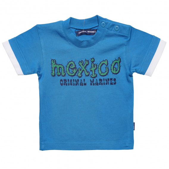 Памучна тениска за бебе за момче синя Original Marines 168994 