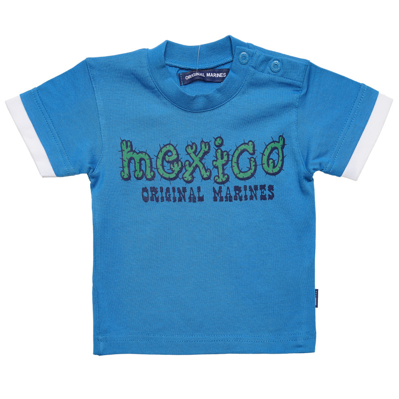 Памучна тениска за бебе за момче синя  168994