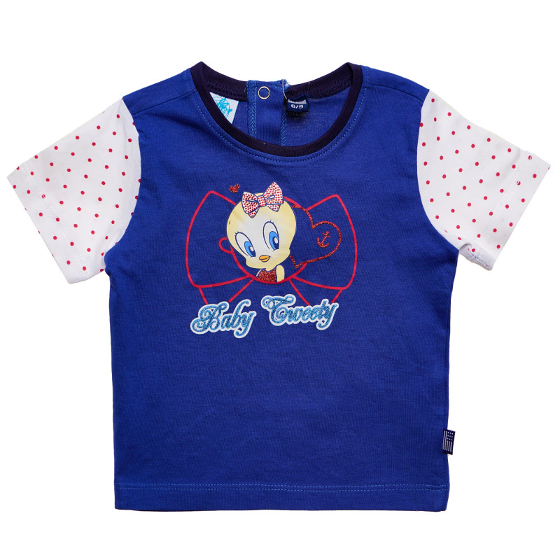 Памучна тениска за бебе за момиче синя  169005