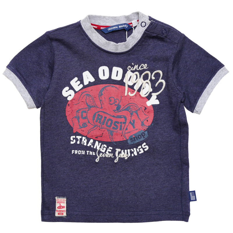 Памучна тениска за бебе за момче синя  169033
