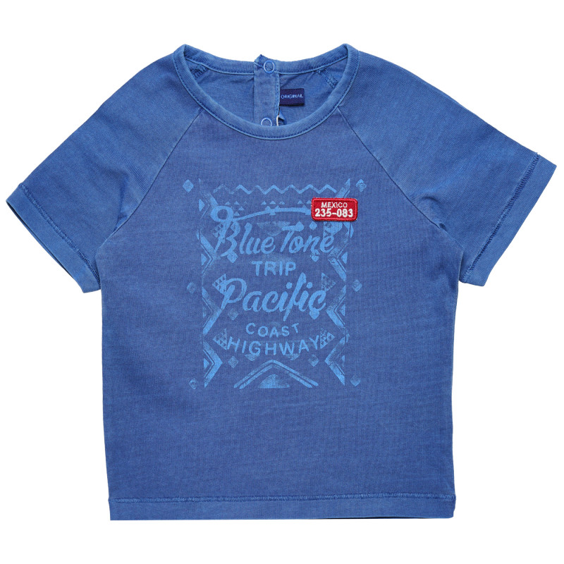 Памучна тениска за бебе за момче синя  169060