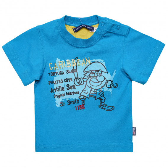 Памучна тениска за бебе за момче синя Original Marines 169072 