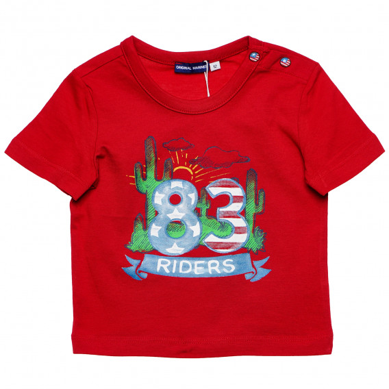 Памучна тениска за бебе за момче червена Original Marines 169140 