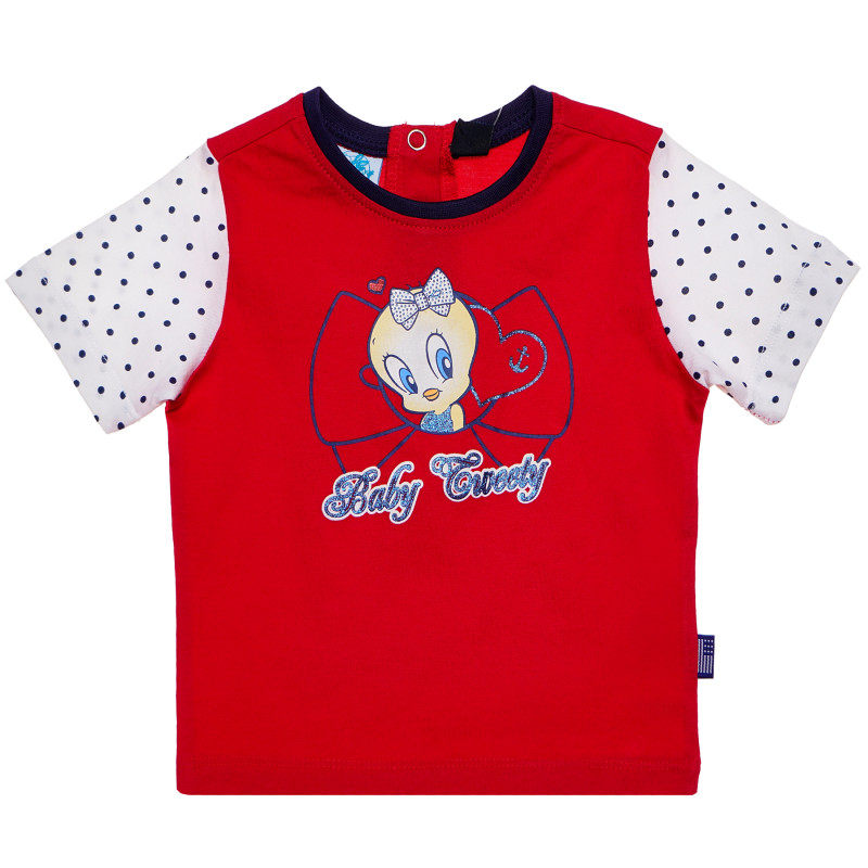 Памучна тениска за бебе за момиче червена  169144