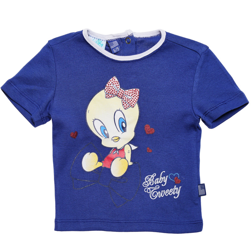 Памучна тениска за бебе за момиче синя  169224