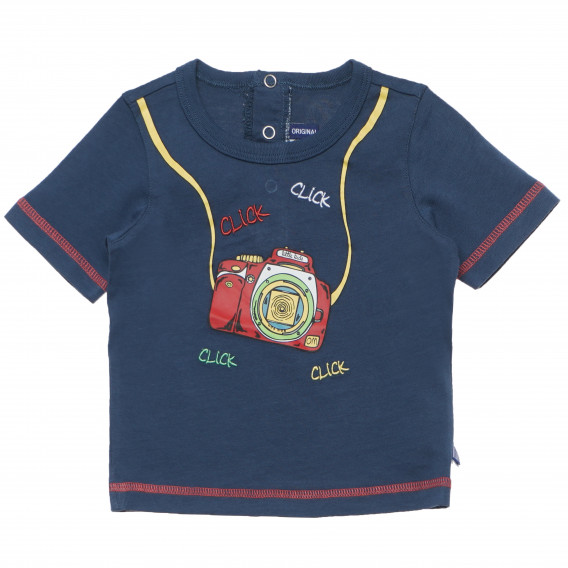 Памучна тениска за бебе за момче синя Original Marines 169228 