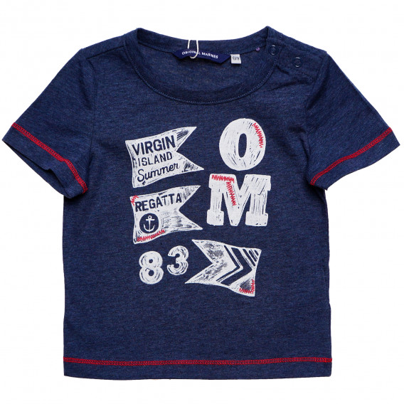 Памучна тениска за бебе за момче синя Original Marines 169272 