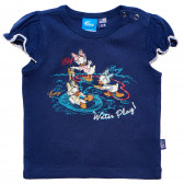 Памучна тениска за бебе за момиче синя Original Marines 169287 